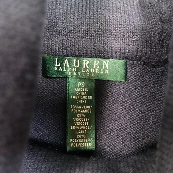 Ralph Lauren Sweater Womens Small Petite Navy White Striped Nautical Cowl Neck - Picture 3 of 9